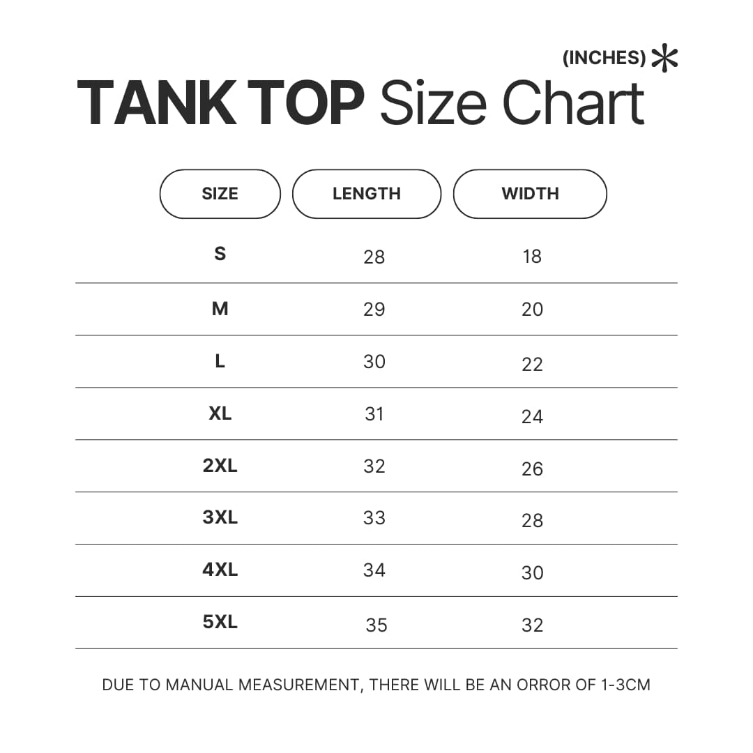 Tank Top Size Chart - Frankenstein Shop