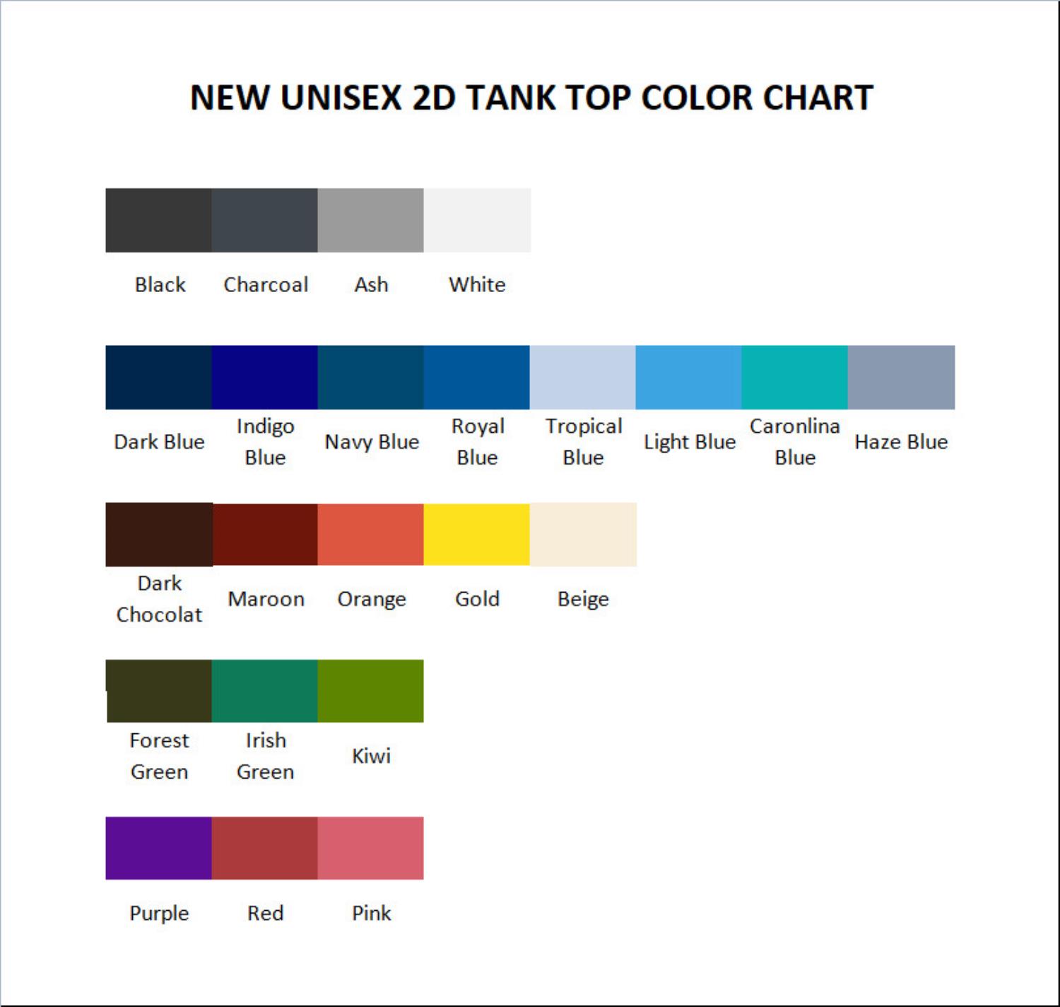tank top color chart - Frankenstein Shop