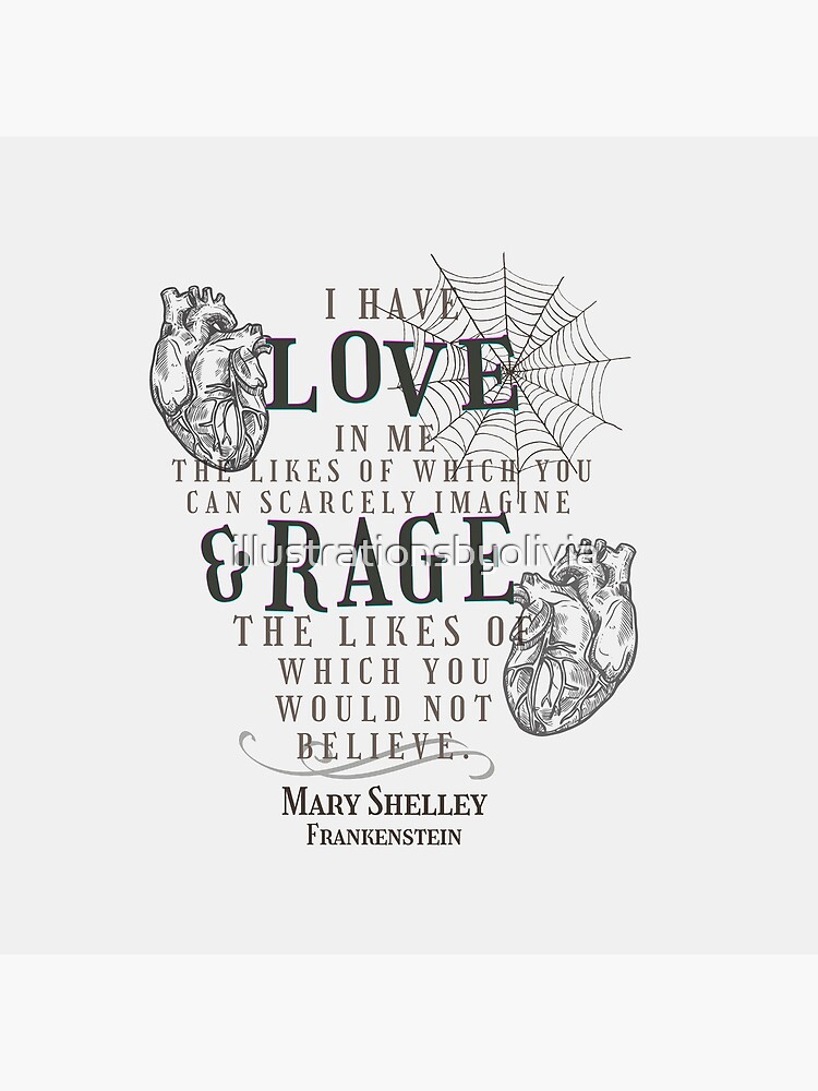 Mary Shelley Frankenstein Love And Rage Throw Pillow - Image 2