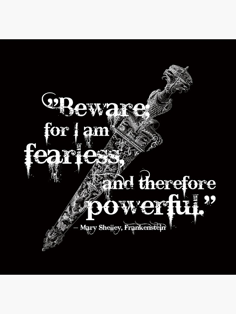 Mary Shelley Frankenstein Fearless Quote Throw Pillow - Image 2