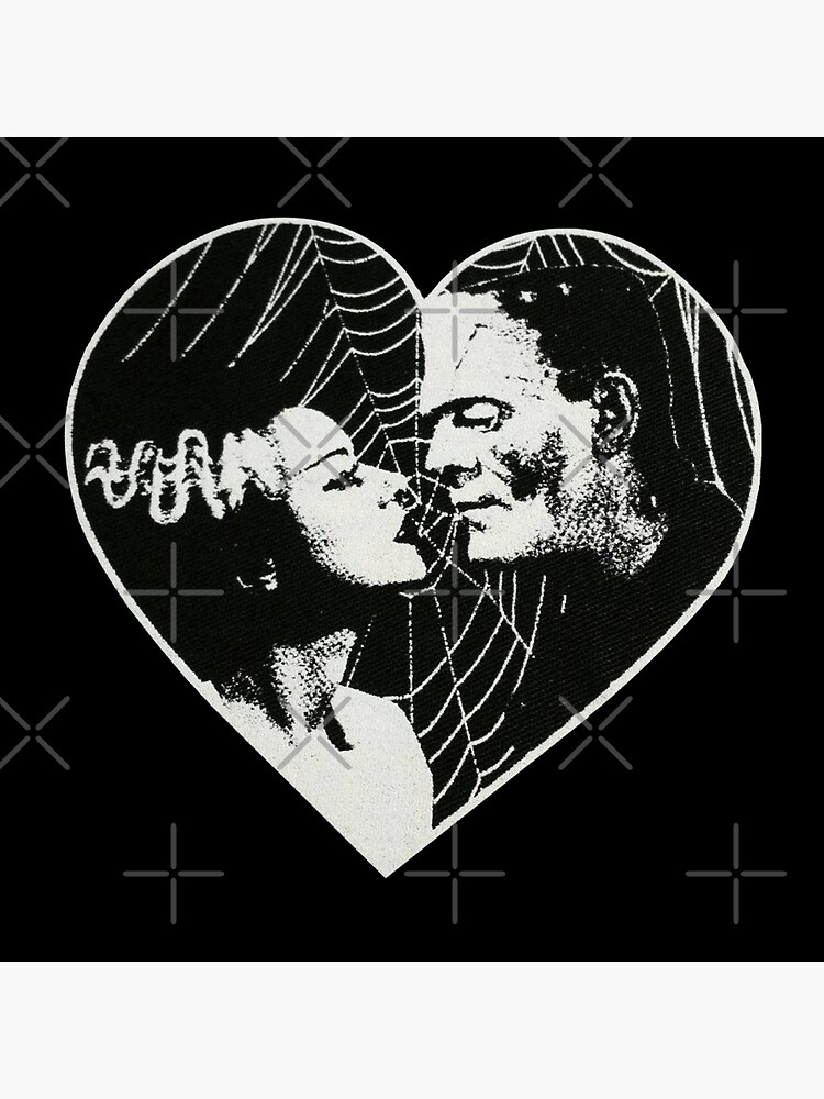 Frankenstein And Bride Goth Heart Tapestry - Image 2