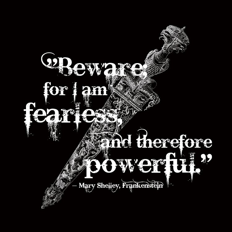 Mary Shelley Frankenstein Fearless Quote Tote Bag - Image 2