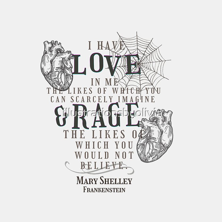 Mary Shelley Frankenstein Love And Rage Tote Bag - Image 2