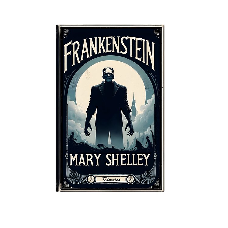 Frankenstein Book Cover Vintage Tote Bag - Image 2