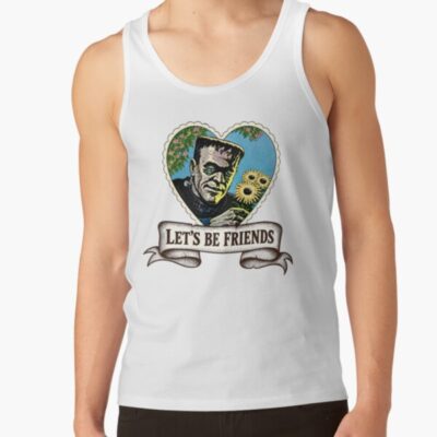 Let’s Be Friends Frankenstein Quote Tank Top