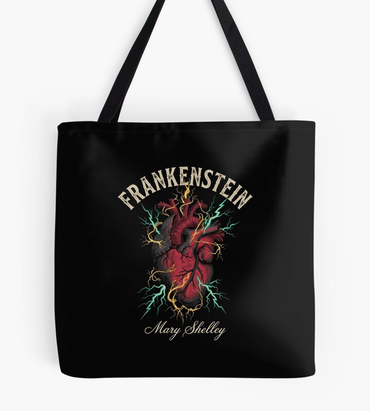 Frankenstein Anatomical Heart Lightning Tote Bag