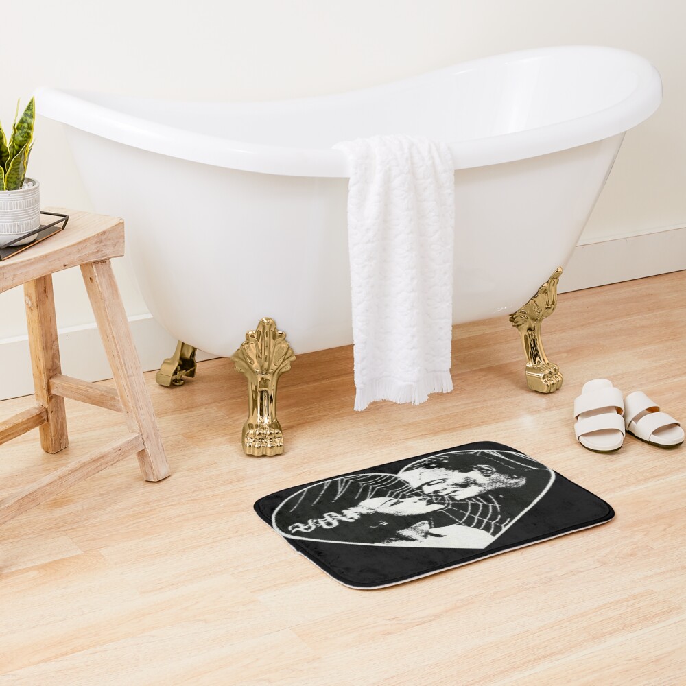 Frankenstein And Bride Goth Heart Bath Mat - Image 2