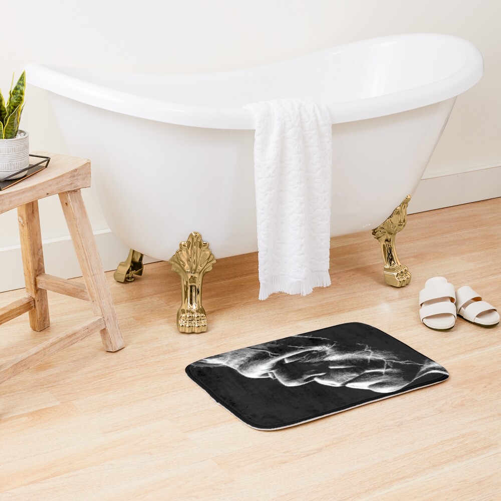 Thoughtful Frankenstein Black And White Bath Mat - Image 2