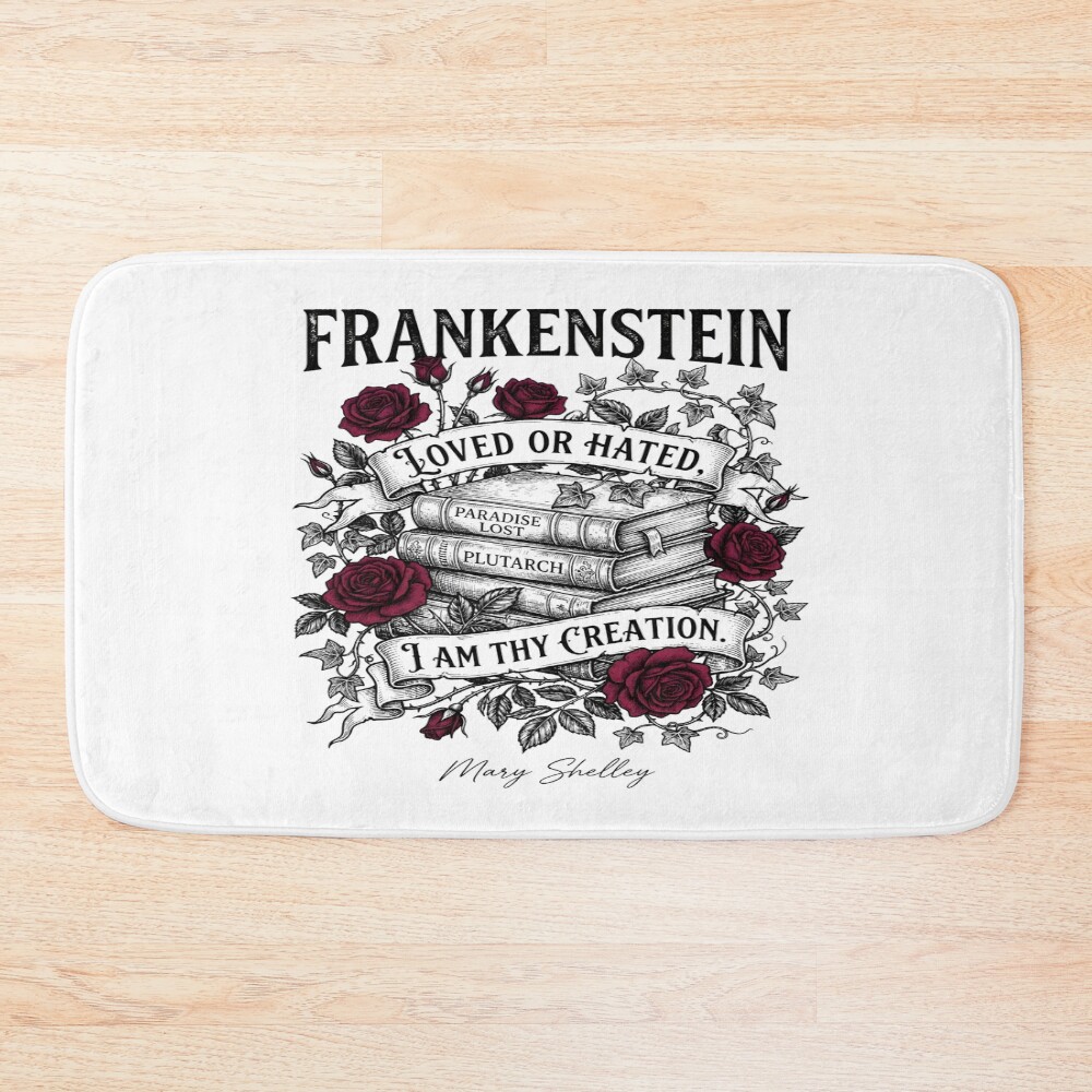 Frankenstein Thy Creation Quote Bath Mat