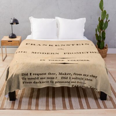 Frankenstein Title Page Vintage Throw Blanket