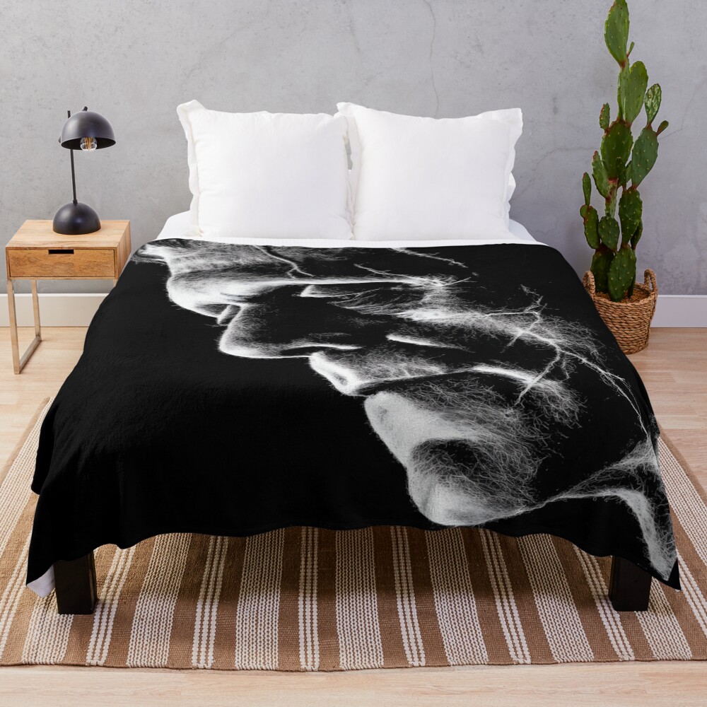 Thoughtful Frankenstein Black And White Throw Blanket