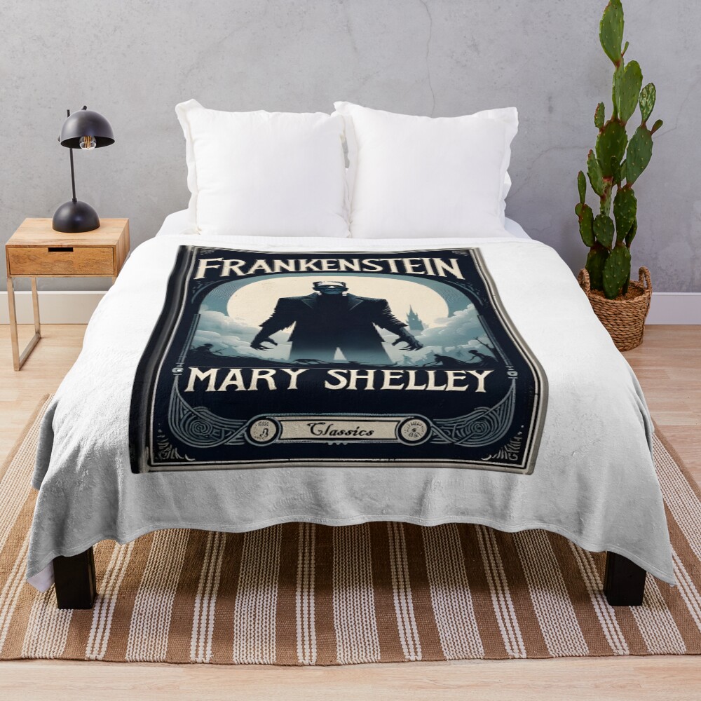 Frankenstein Book Cover Vintage Throw Blanket