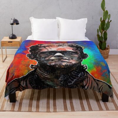 Frankenstein’s Monster Gothic Art Throw Blanket
