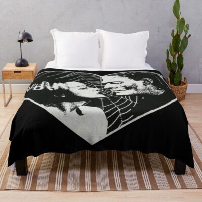 Frankenstein And Bride Goth Heart Throw Blanket