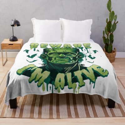 Horror Frankenstein Is Still Alive Throw Blanket
