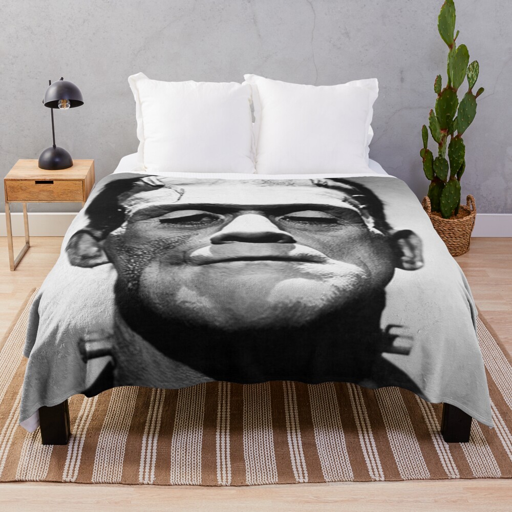 Classic Frankenstein Vintage Horror Throw Blanket