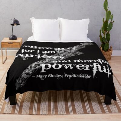 Mary Shelley Frankenstein Fearless Quote Throw Blanket
