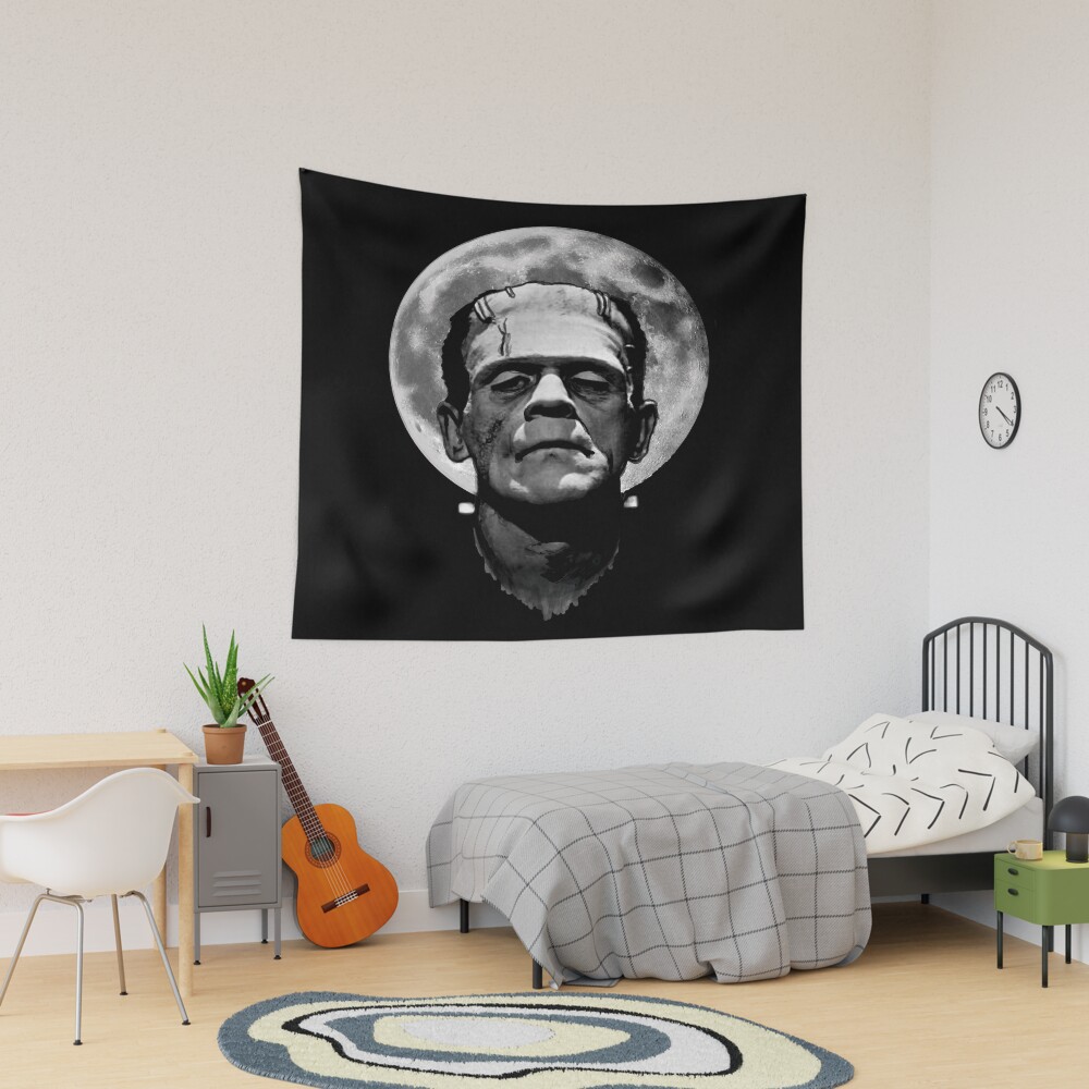 Monster Frankenstein Under Moon Tapestry