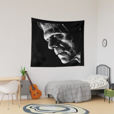 Thoughtful Frankenstein Black And White Tapestry