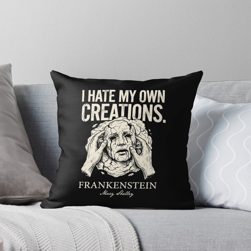Frankenstein I Hate My Own Creations Throw Pillow