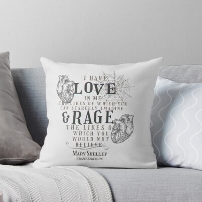 Mary Shelley Frankenstein Love And Rage Throw Pillow
