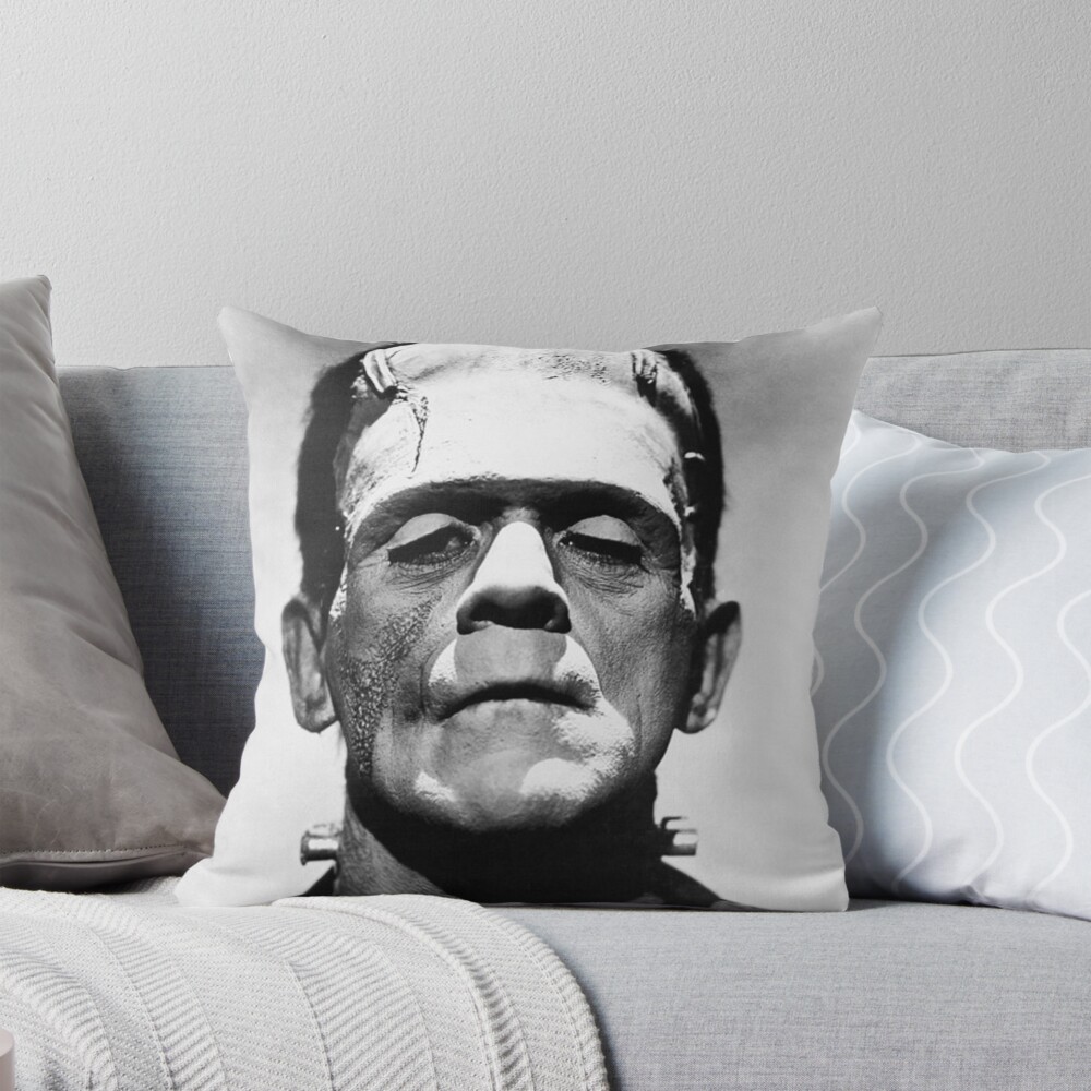 Classic Frankenstein Vintage Horror Throw Pillow