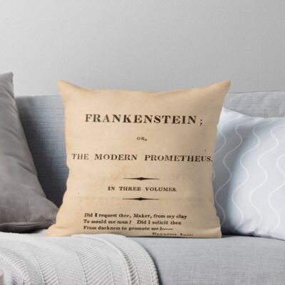 Frankenstein Title Page Vintage Throw Pillow