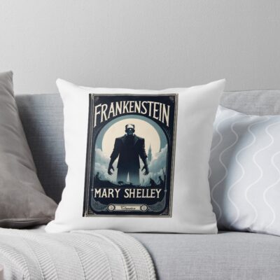 Frankenstein Book Cover Vintage Throw Pillow