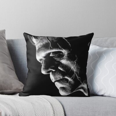 Thoughtful Frankenstein Black And White Throw Pillow
