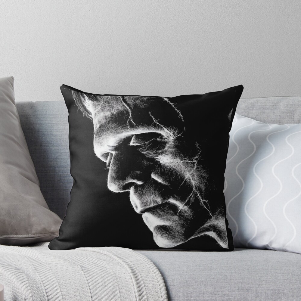 Thoughtful Frankenstein Black And White Throw Pillow