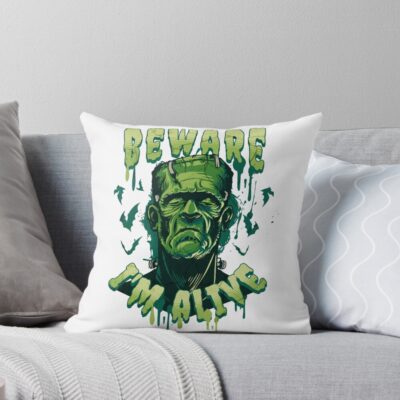 Horror Frankenstein Is Still Alive Throw Pillow
