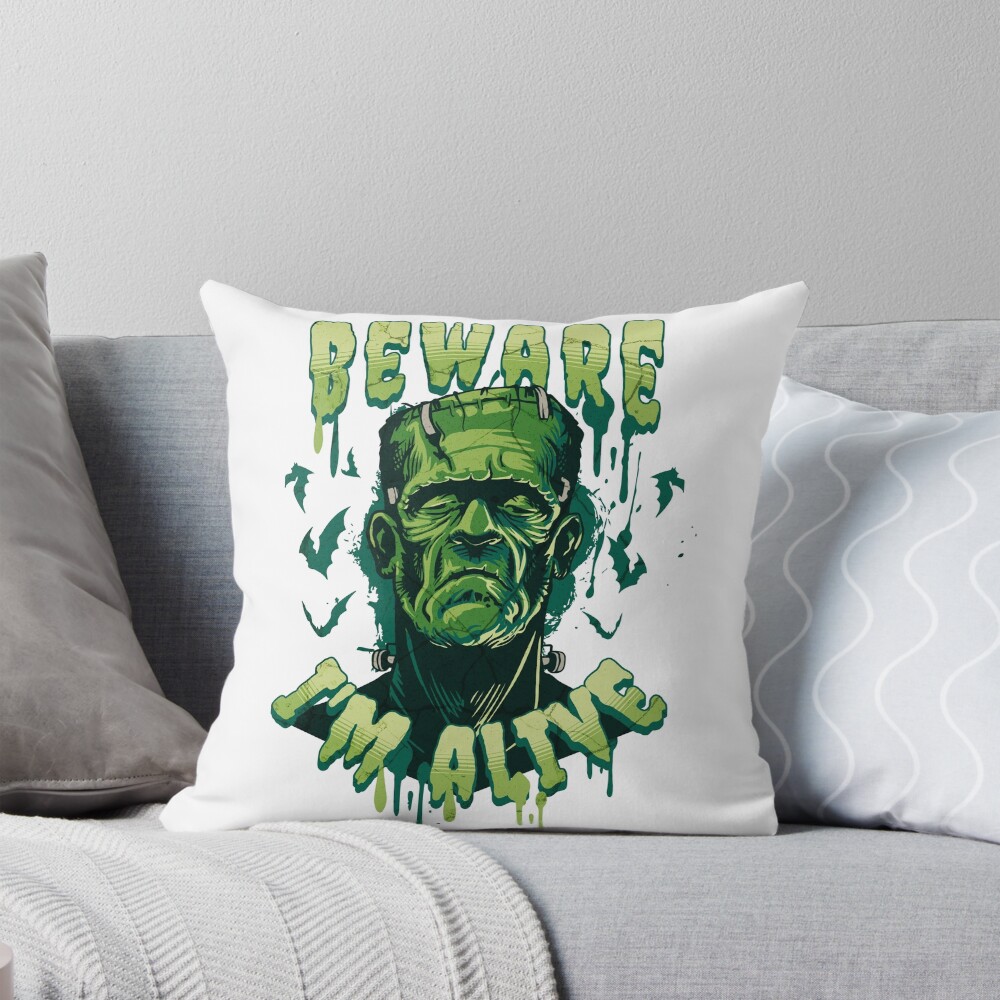 Horror Frankenstein Is Still Alive Throw Pillow