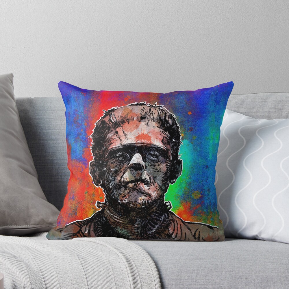 Frankenstein’s Monster Gothic Art Throw Pillow